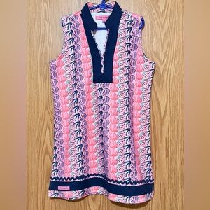 Simply Southern Girls Tunic Dress w/Scallops (Pink/Navy)